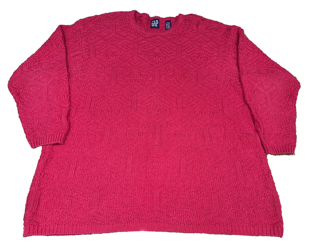 Vintage GAP Pink Textured Ramie Cotton Sweater Women’s Medium Oversized